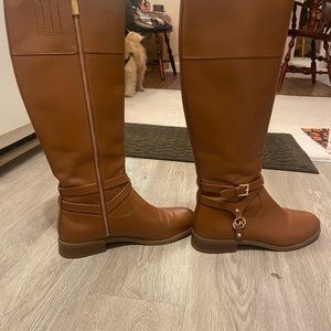 Michael Kors knee high leather boots brown